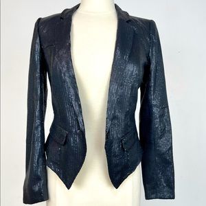 FREE PEOPLE Black sequin fitted blazer. Size 4